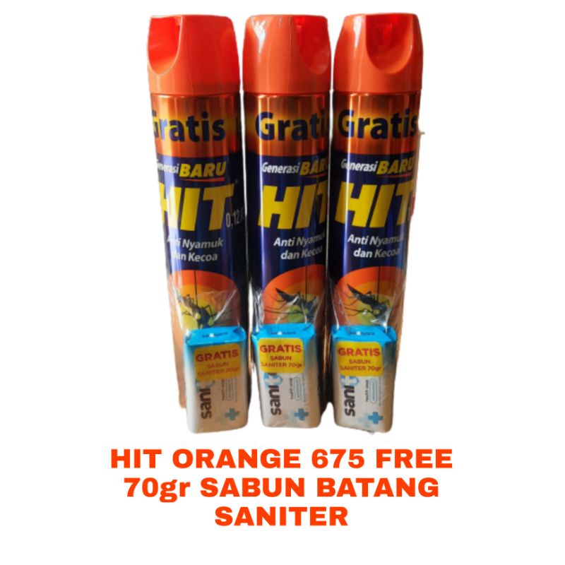 HIT AEROSOL 600ML + 75ML 675 ML SPRAY GRATIS SABUN SANITER 70GR
