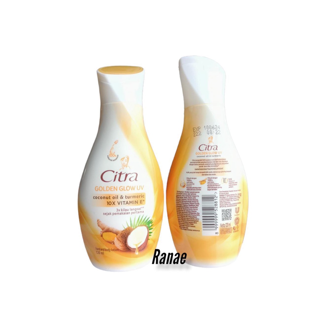 Citra Hand and Body Lotion Golden Glow Uv Coconut Oil &amp; Turmeric