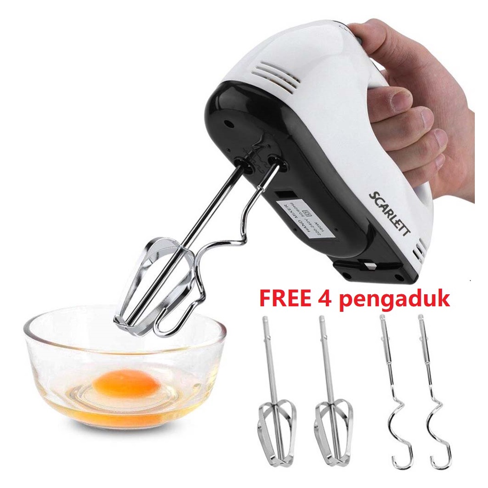 Mixer Tangan Free 4 Buah Alat Pengocok / Mixer Serbaguna - Mixer hand mixer/ Elektrik Pengaduk 7 Kecepatan Otomatis Putih Pengaduk RANDOM