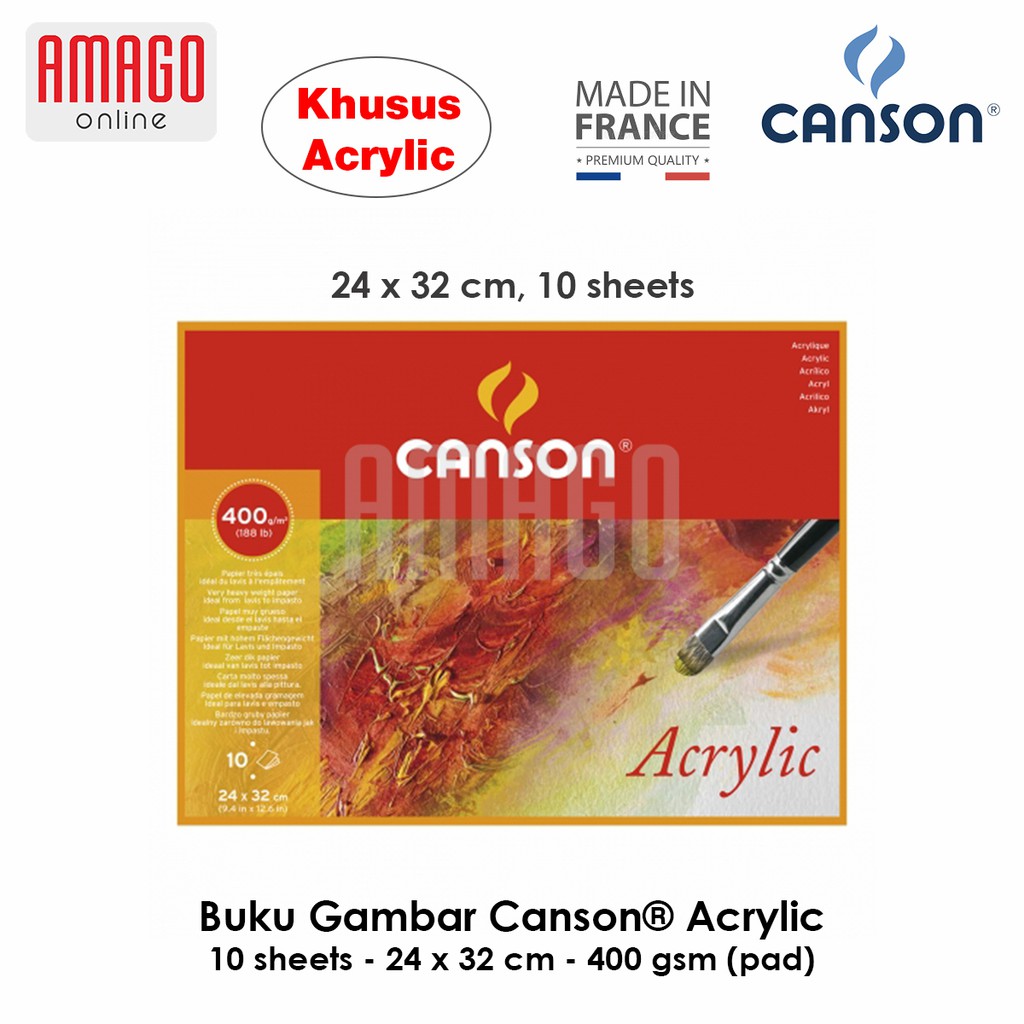 BUKU CANSON ACRYLIC - CANSON ACRYLIC PAPER - 10 SHEETS - 24 X 32 CM - 400 GRAM - 200807408