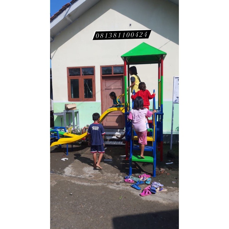 rumah perosotan anak mainan outdoor anak anak paud dan sekolah perosotan set free ongkir jkt