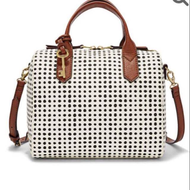 FOSSIL FIONA SATCHEL POLKA BLACK (Authentic)