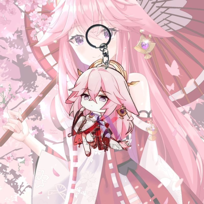 Keychain Genshin Impact Yae Miko - Gantungan Kunci - Ganci - Gantungan Akrilik