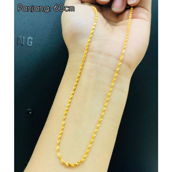 JAMK75 kalung xuping lapis emas model melintir ukuran panjang 60cm