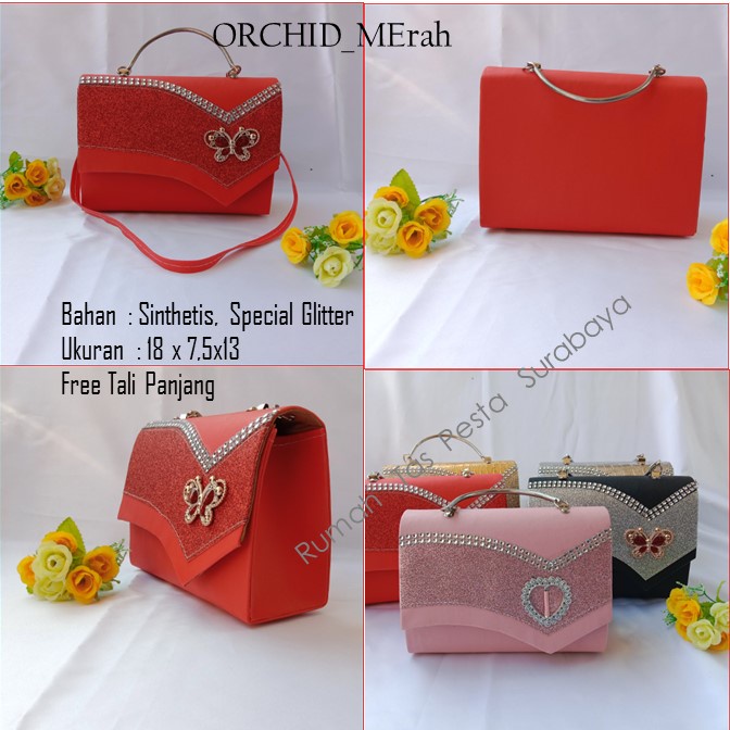 Tas Etnik,Tas Kekinian,Tas Satin,ORCHID_MErah