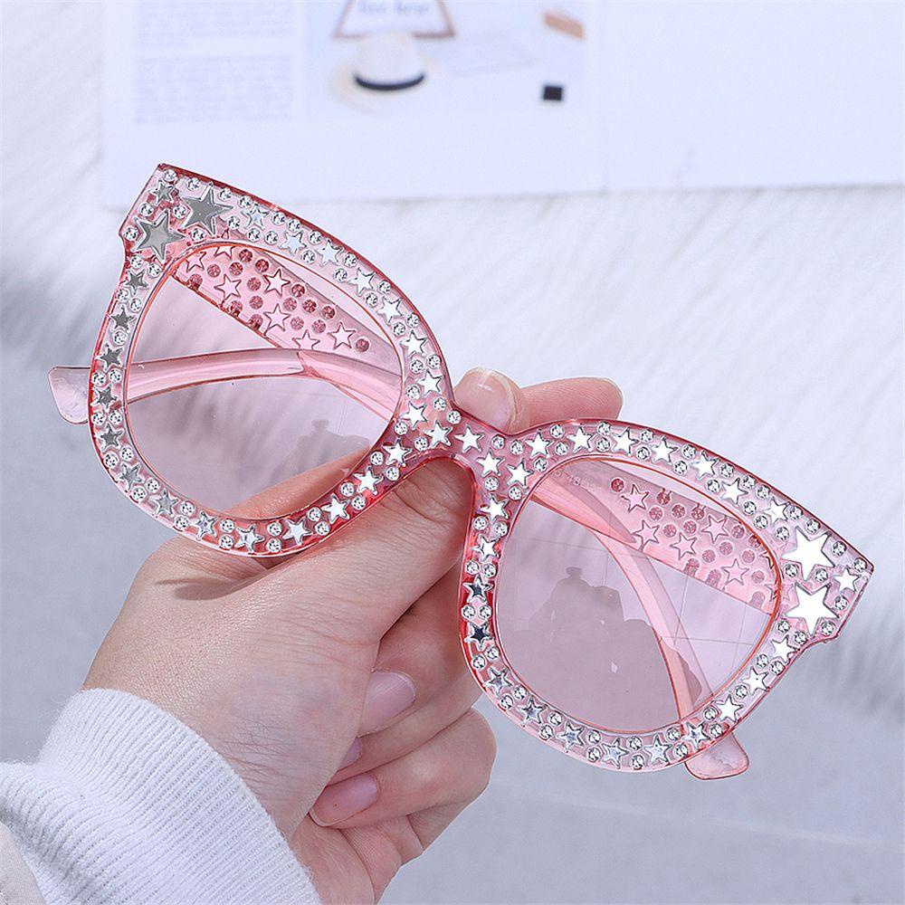 R-flower Oversized Sunglasses Perlindungan UV Berlian Imitasi Bingkai Kristal Wanita Sunglasses