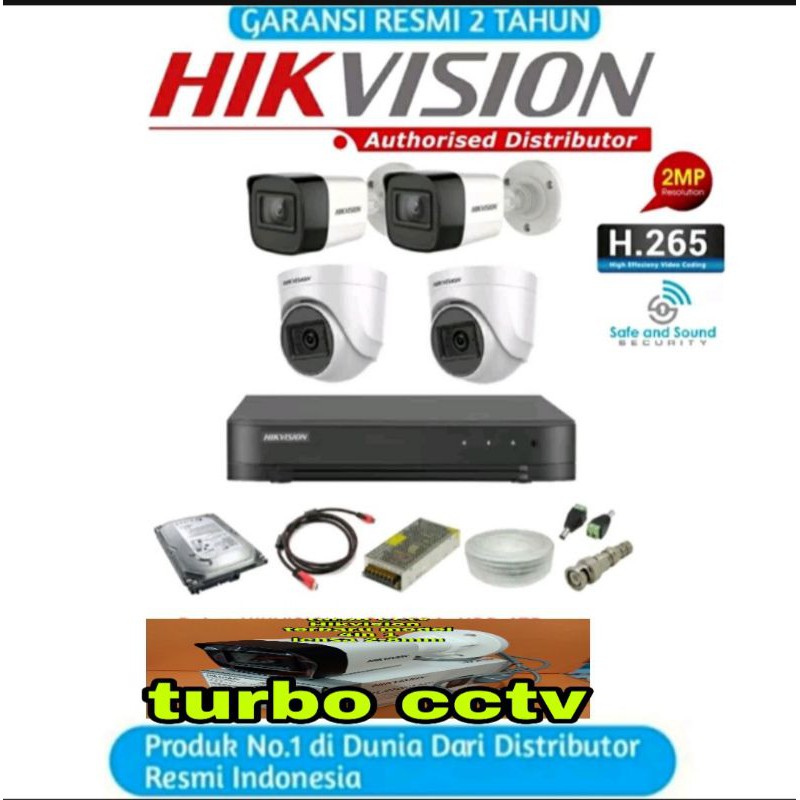 PAKET CCTV HIKVISION 4 CHANNEL TURBO HD 2MP 1080P 4 CH LENGKAP