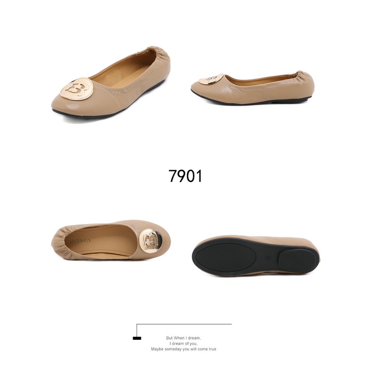 B-Logo Ballerinas Leather Flat Shoes 7901