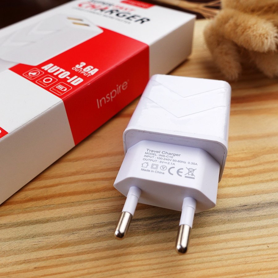 BATOK CHARGER 2 PORT ADAPTOR CHARGER UNIVERSAL  KEPALA CHARGER INSPIRE C10 3.6 A ADAPTOR CHARGER INSPIRE C10 3.6A