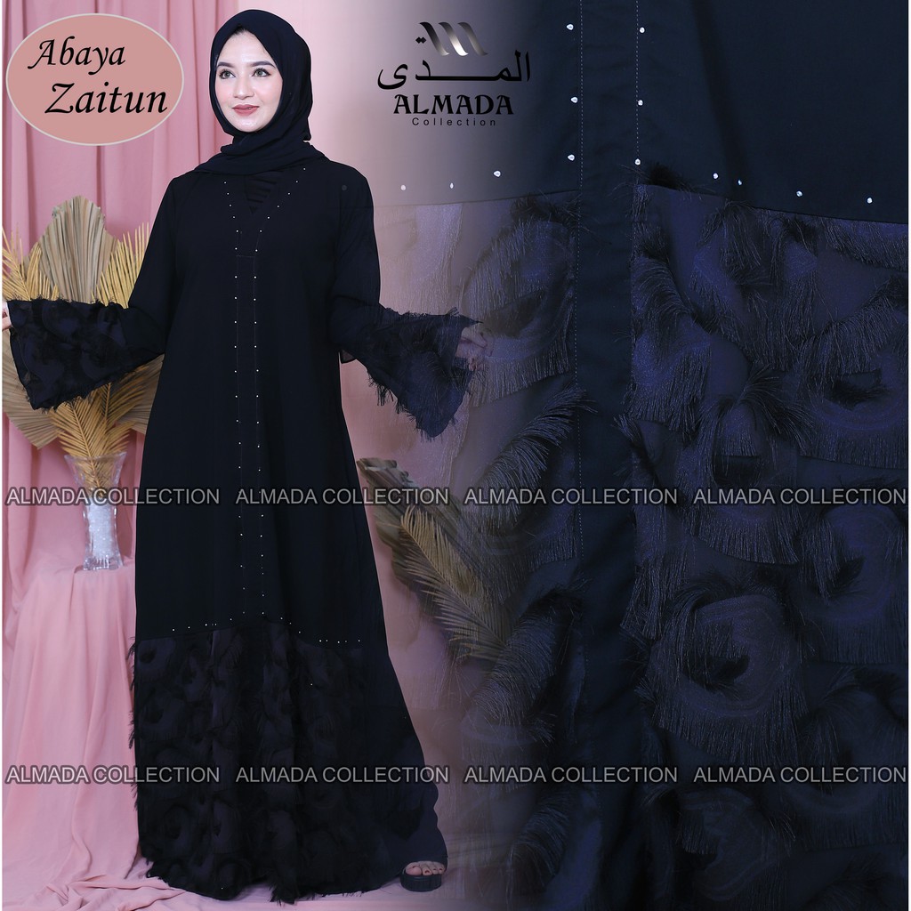 ABAYA DUBAI ZIATUN (Zaitun) PREMIUM JETBLACK SAUDI