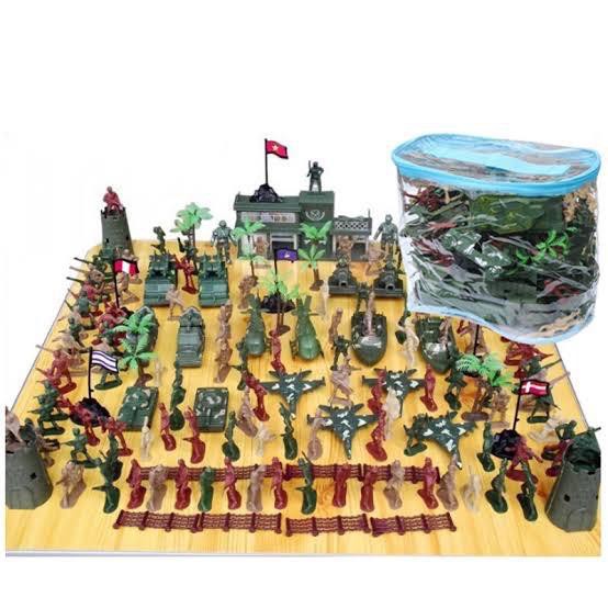 Mainan tentara set lengkap besar soldier military bag perang army tank peta map tas ransel