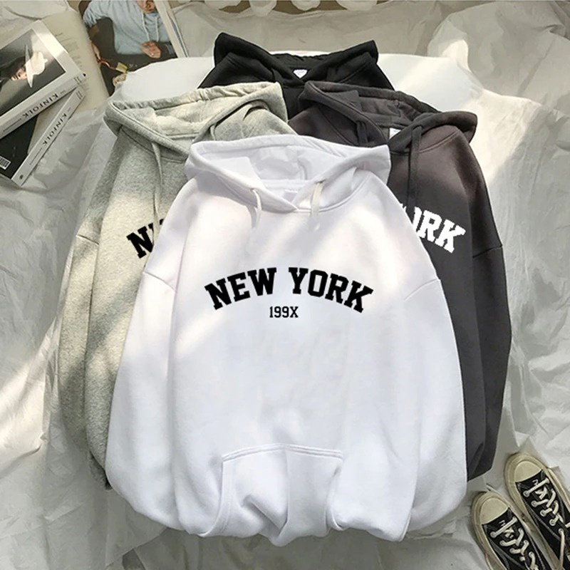 IvannaCollection Sweater Hoodie Wanita Oversize Jaket Hodie Couple Pasangan New York 199X