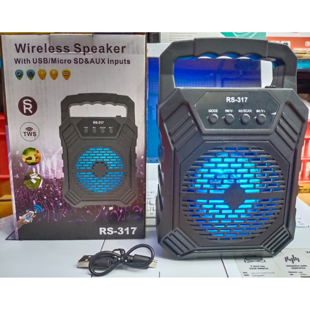 Speaker Bluetooth RS317 Wireless Speker Bass Spiker Blutut