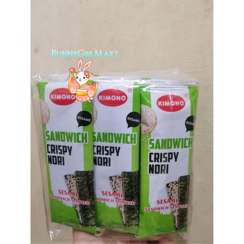 

KIMONO NORI RUMPUT LAUT WIJEN 108G/SANDWICH CRISPY NORI/SEAWEED SESAME SNACK/CEMILAN ANAK
