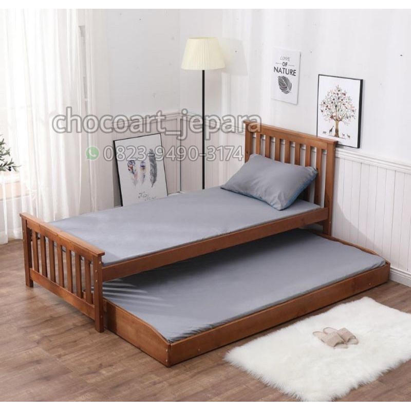 Dipan tingkat / dipan anak ANAK BAHAN FULL KAYU JATI TIPE MINIMALIS DIPAN SORONG MINIMALIS JATI ANAK