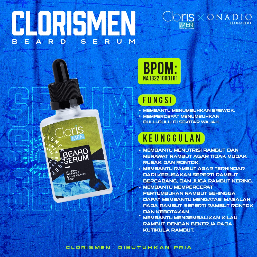 Clorismen Beard Serum X Onadio Leonardo Serum Penumbuh Rambut Brewok Jenggot Kumis Jambang Pria Cepat Bpom Original