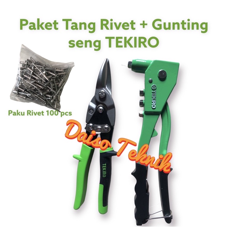 PAKET Tang rivet Gunting seng Tekiro + Paku Rivet 100 pcs