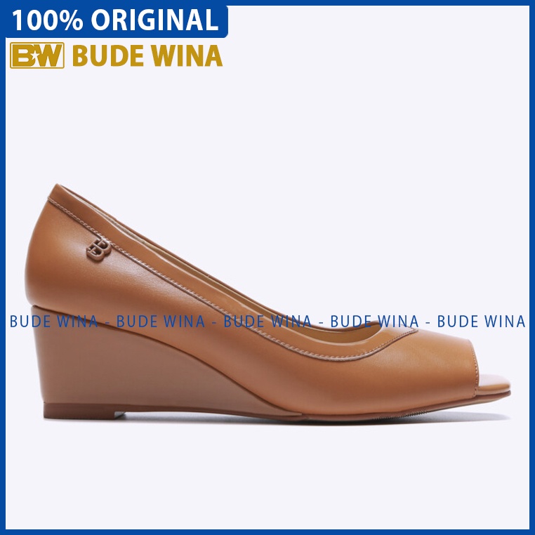 SEPATU WEDGES EVERBEST WANITA ORIGINAL CASUAL KULIT ASLI COKLAT EW08