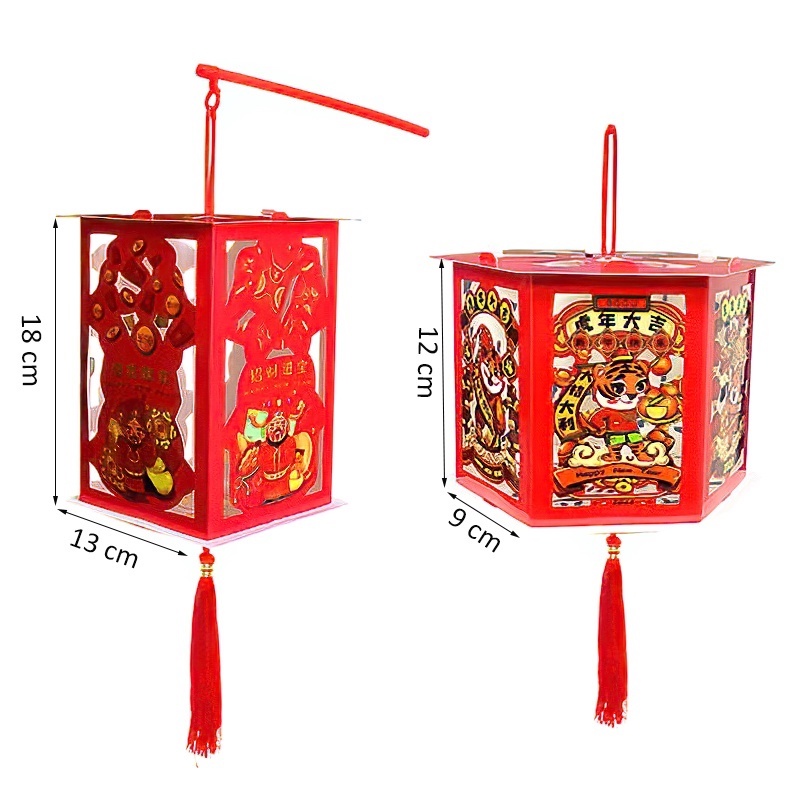 2022 New Year Portable Chinese Paper Lanterns / DIY Revolving Projection Polygon Chinese Lanterns For New Years, Celebrations