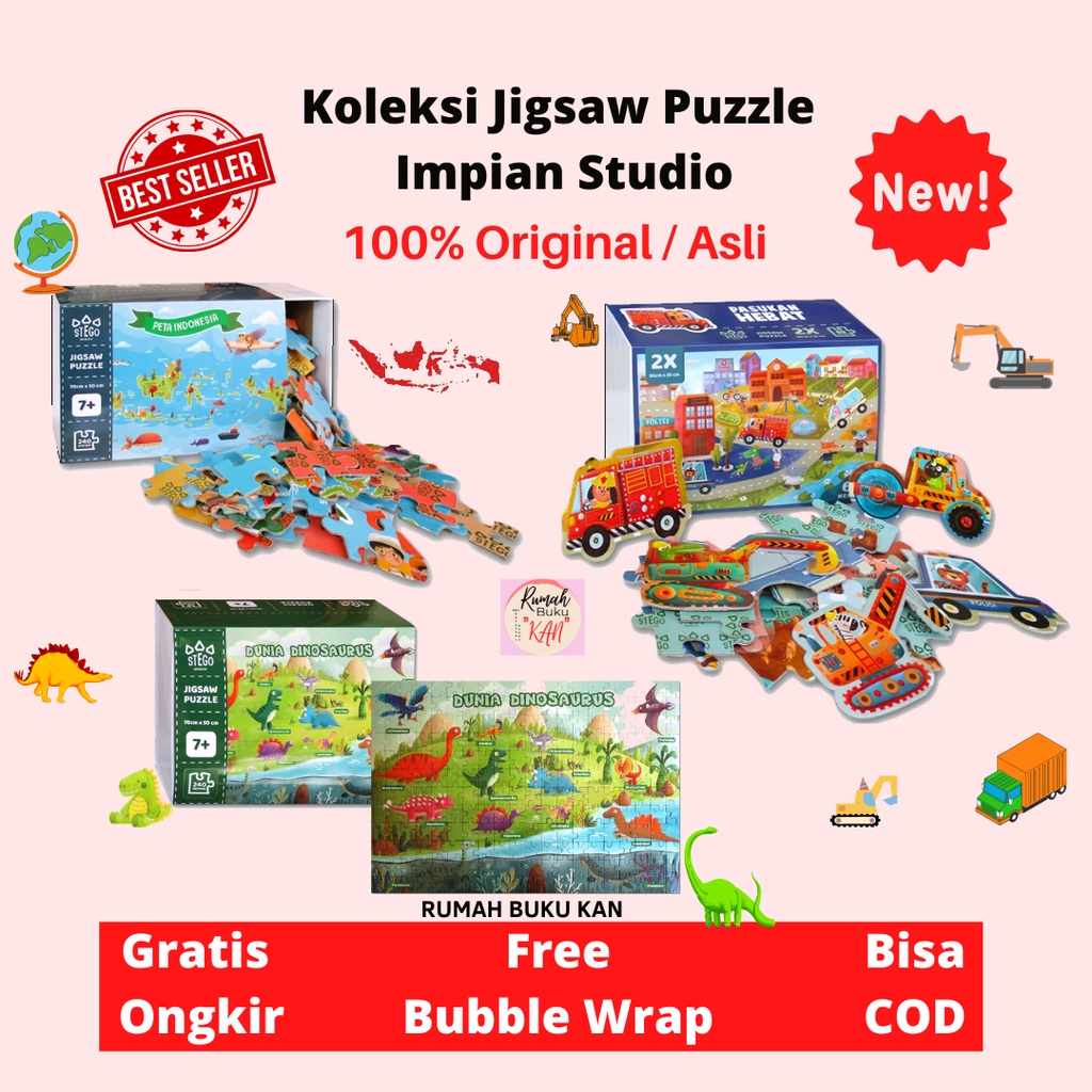 PUZZLE DINO - PUZZLE PASUKAN KUAT - PETA Indonesia impian studio - Puzzle Dino - DINO, KRIK KRIK, BE