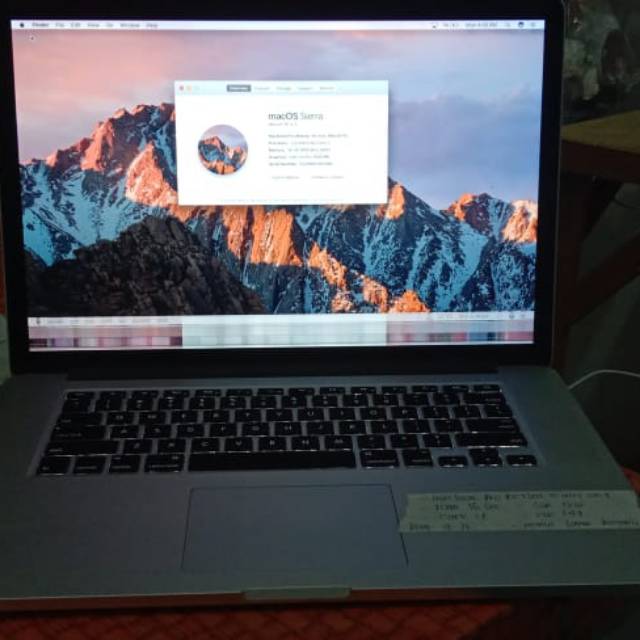 OBRAL . PRO RETINA 15 IN 2014..RAM 16GB ..SSD 128..CORE I7..MU RILUSS..MINUS LYR GARIS