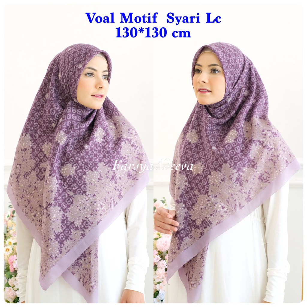 SERAGAM | New Hijab | 130 x 130 |Jilbab Segi Empat Syari Motif LC | Farsya Adeeva Voal Motif Syari L