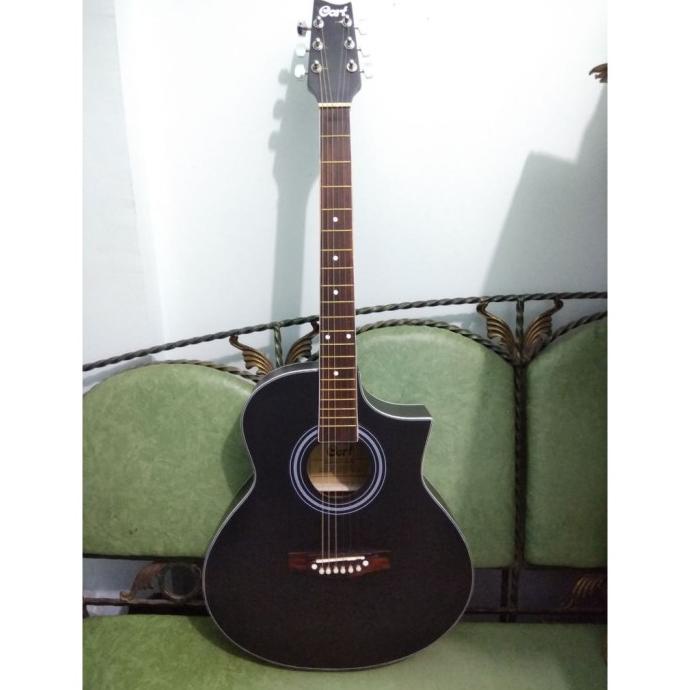 Gitar Akustik Elektrik Merk Cort Warna Hitam Doff Black Doff Trusrod Py4Lc4Txav