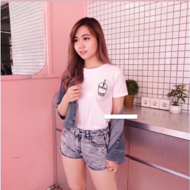 KAOS WANITA BOBA SABLON KATUN PAKAIAN BAJU ATASAN TSHIRT FASHION CEWEK WANITA PEREMPUAN TUMBLR TEE