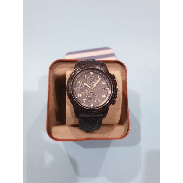 Pelunasan mamasyafiq Preloved jam tangan arloji pria Fossil original hitam stainless steel water res