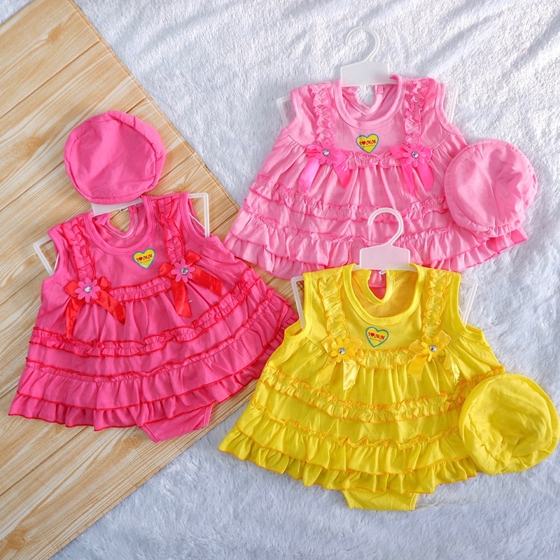 Stelan 0-6 Bulan Baju, Topi & Celana Dalam Anak Bayi Perempuan. Setelan Pakaian Baby Cewek