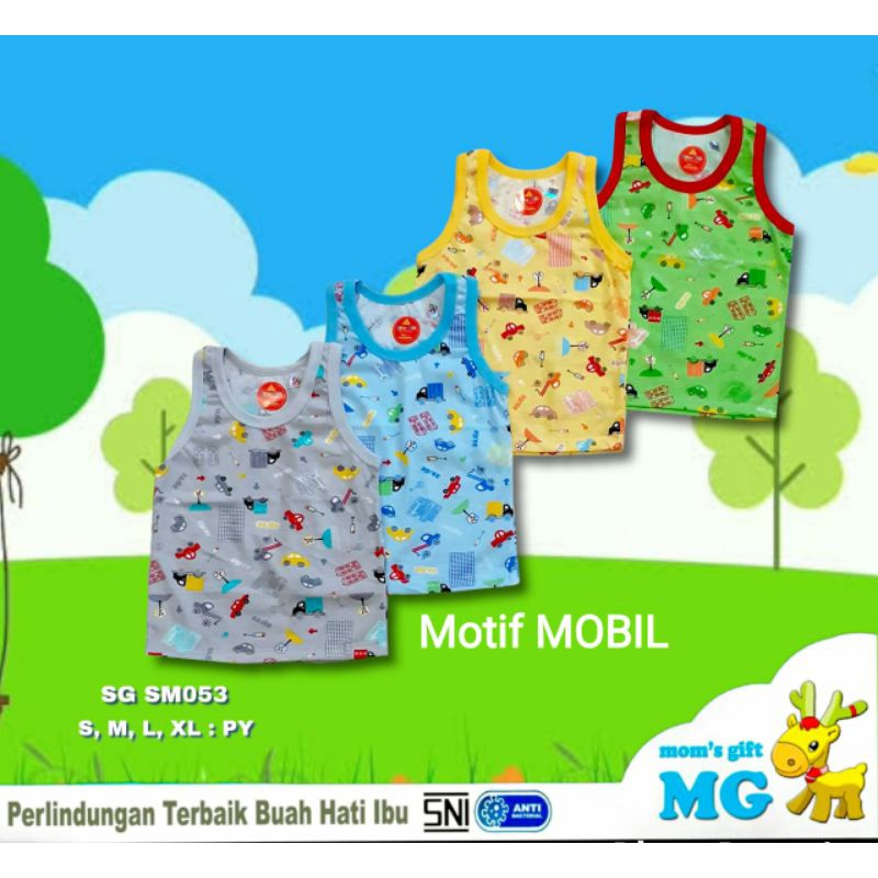 3pcs Agree Kids Singlet Anak Motif Size 0  - 2th Bahan Katun SNI