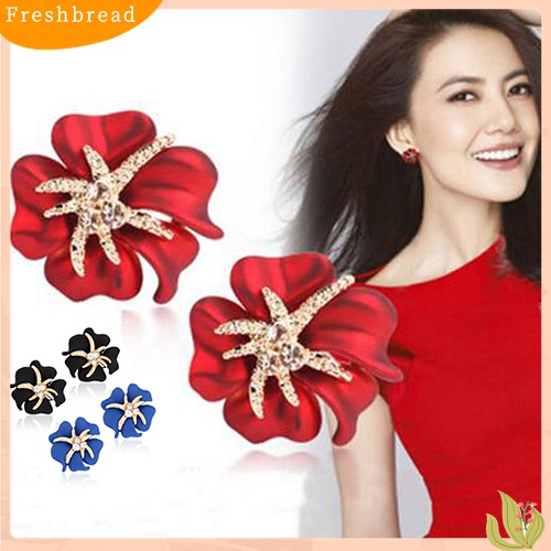 [TERLARIS]Women's Elegant Flower Starfish Charm Rhinestone Ear Studs Fashion Earrings Gift