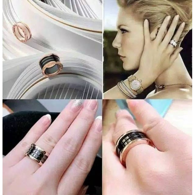 COD! cincin titanium wanita ceramic premium bvlgri size 6789 import