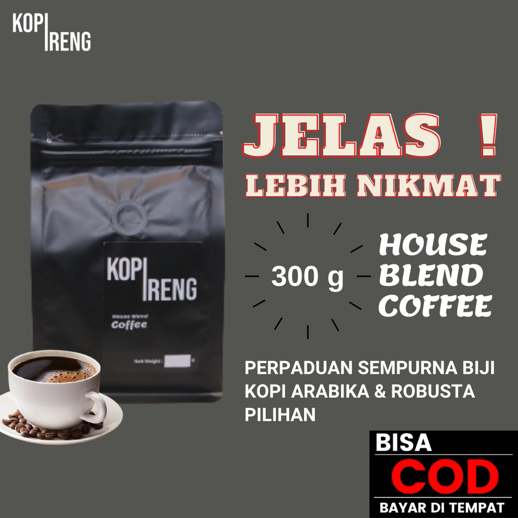 

KOPI HOUSE BLEND HOUSEBLEND BUBUK TUBRUK HITAM FINE ARABIKA ROBUSTA ESPRESSO COFFEE BLEND 300 GRAM G