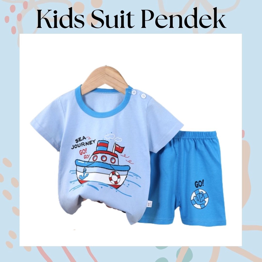 LittleAaron KIDS SUIT PENDEK Setelan Anak Bahan Kaos Lengan + Celana Berkualitas Import ebv cewek new9