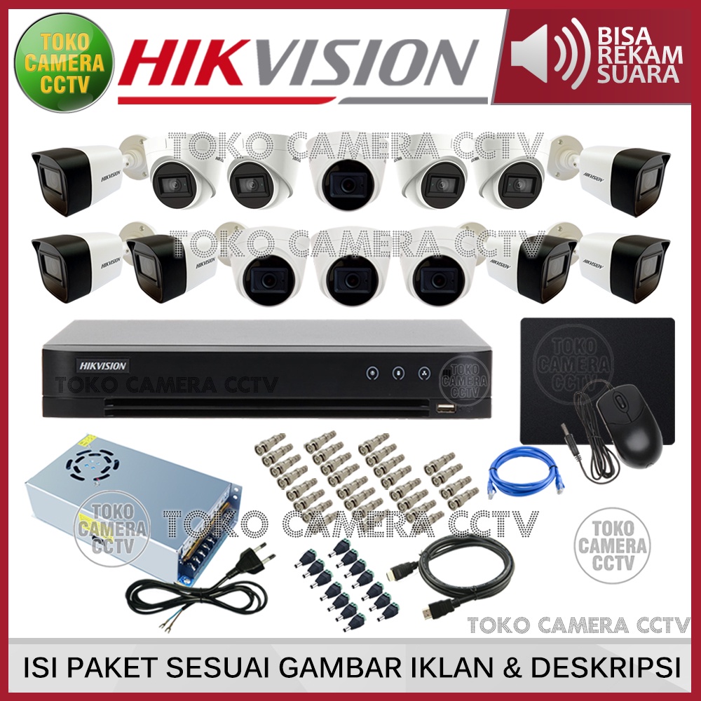 PAKET CCTV HIKVISION 2MP 16 CHANNEL 14 KAMERA AUDIO