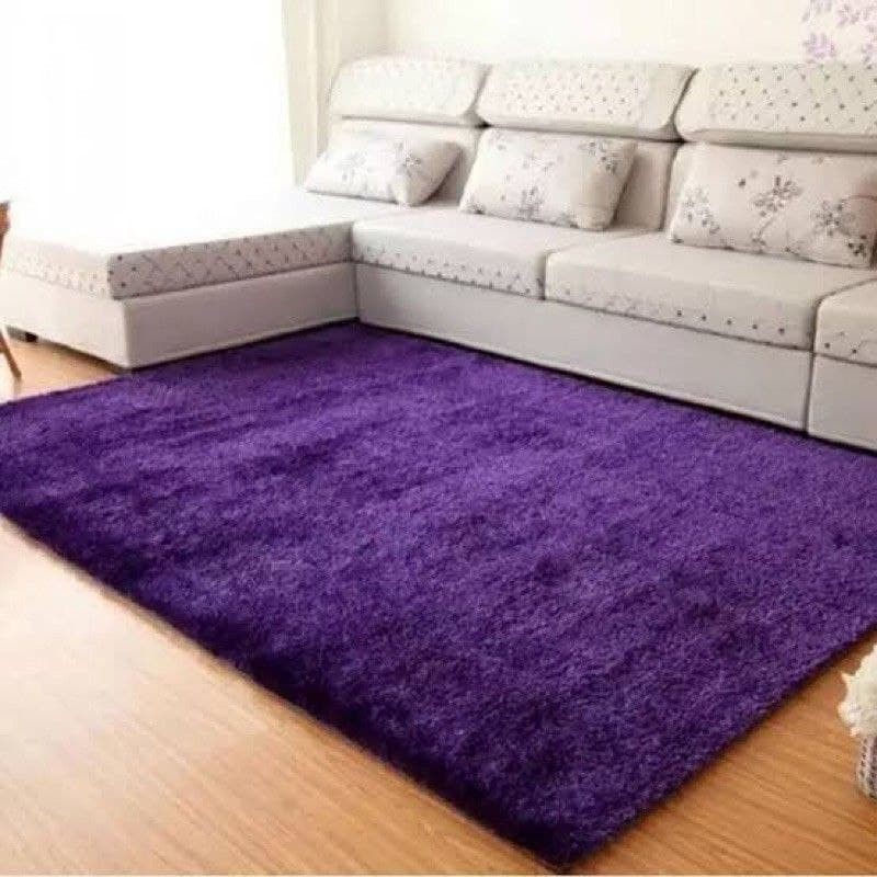 [DOUBLE SIZE] Karpet Bulu Tebal 7cm ukuran 150CMX200CM Karpet Lantai Bulu Rasfur Kasur kamar Tidur-ungu terong