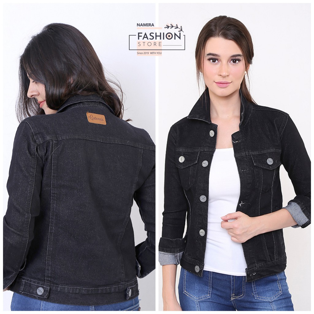 Jaket Jeans Cewek| Jaket Denim | Jaket Levis Wanita Hitam - Ctaenzo