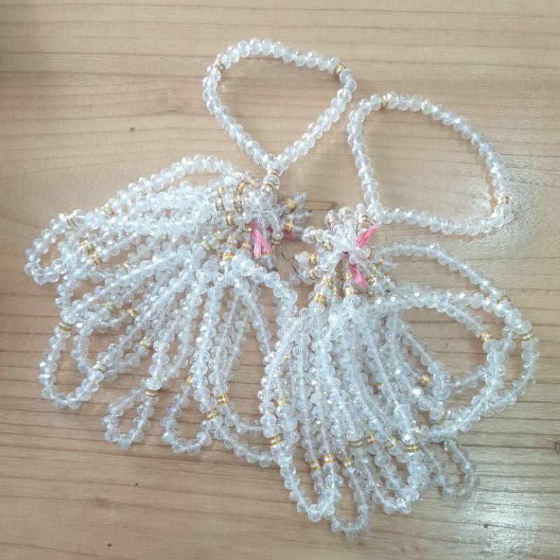 Tasbih kristal kaca 99 33 Bening warna hijau biru bening random