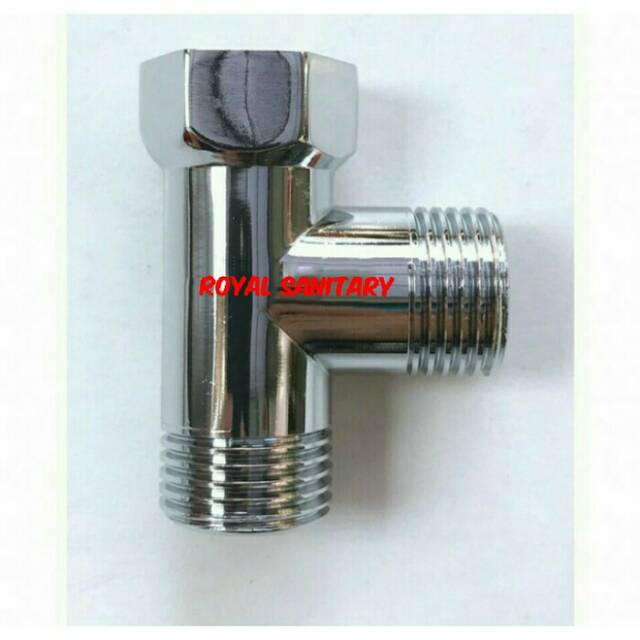 Nepel T kuningan chrome - nepel tee kran T sambungan Fitting nepel