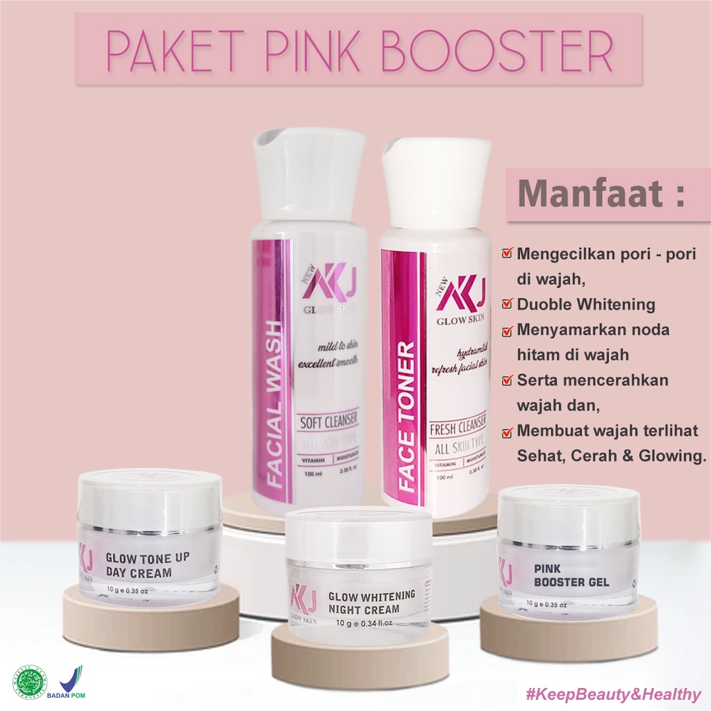 Skincare AKJ untuk Mengecilkan Pori-Pori / Paket Pink Booster / Super Whitening + Free Gift & Pouch