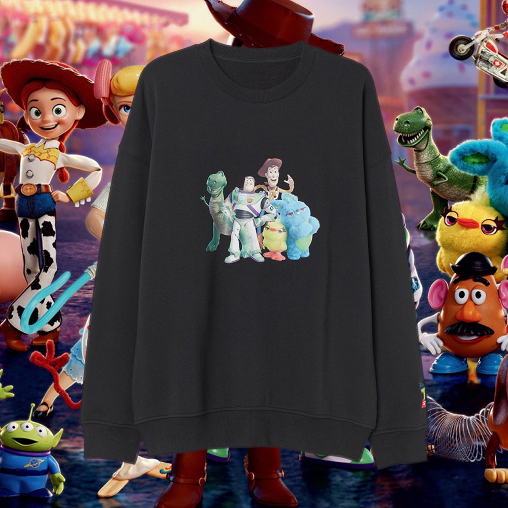 Crewneck Sweater Pria Wanita Toy Story Hitam Black Full Tag