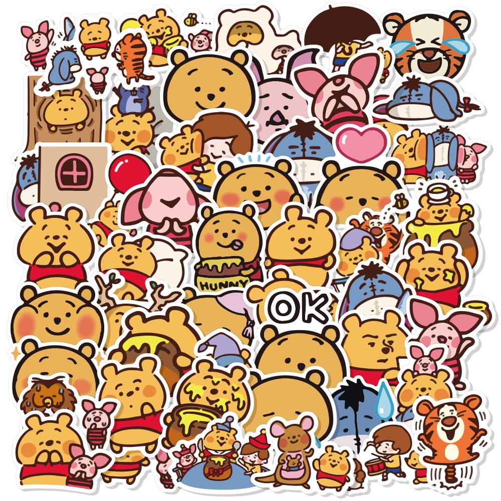 100 buah Winnie the Pooh stiker lucu kartun botol air Jurnal bahan pvc ponsel case epoxy IN stiker k