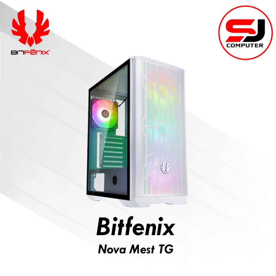 Casing Bitfenix Nova Mesh TG 4ARGB White Support ATX