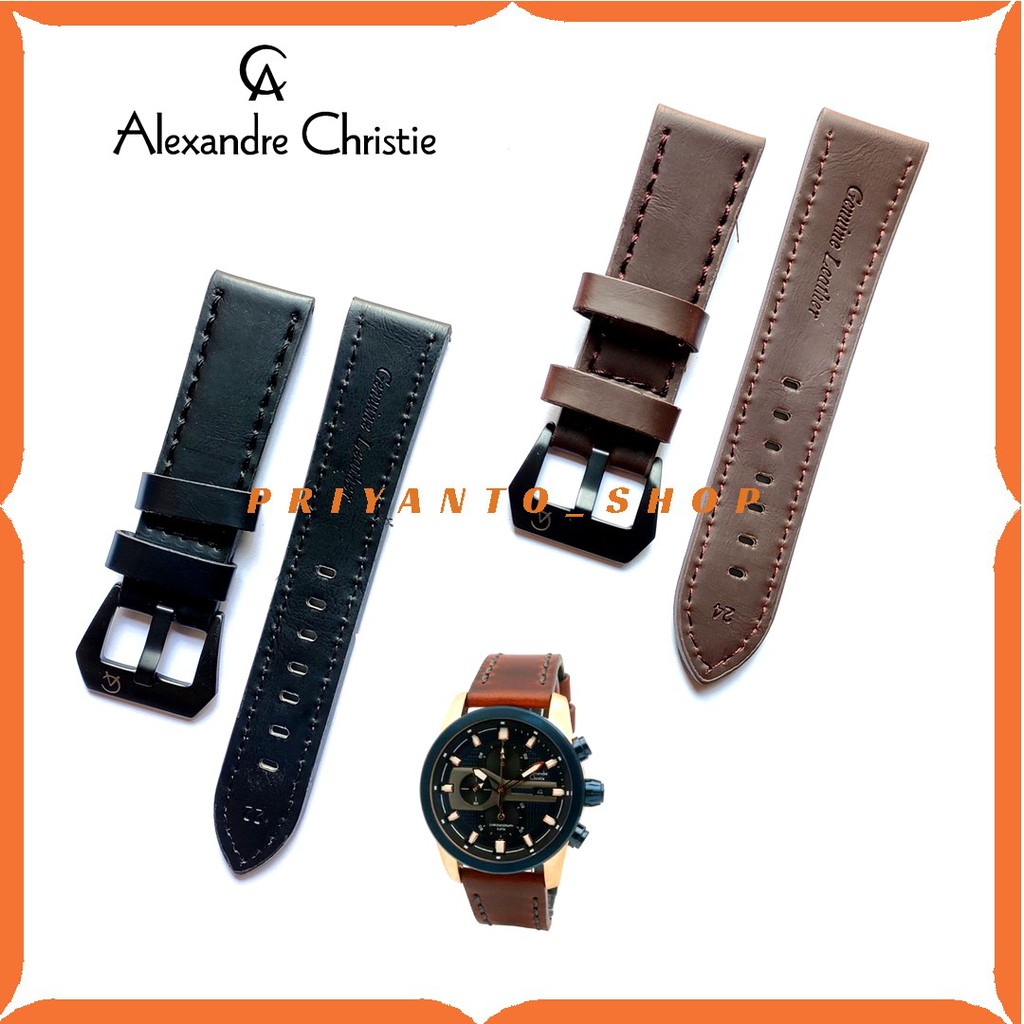 STRAP LEATHERS TALI JAM KULIT ALEXSANDER CHRSTIE AC 22MM 24MM FREE PEN