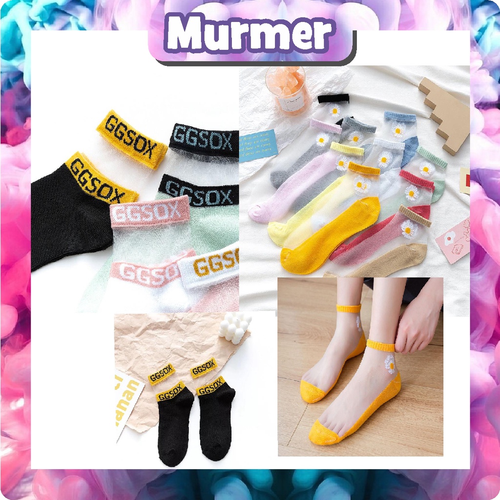 MurmerOfficial KAOS KAKI GGSOX MODEL KEKINIAN KAOSKAKI ULTRA TIPIS TRANSPARAN LEMBUT BUNGA MURAH R179 R180