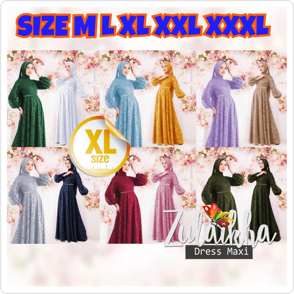 Gamis brokat terbaru mewah/ ZULAIKHA/ Dress brukat muslim/ MAXI DRESS TILE CANTIK/ GAMIS PESTA / SER