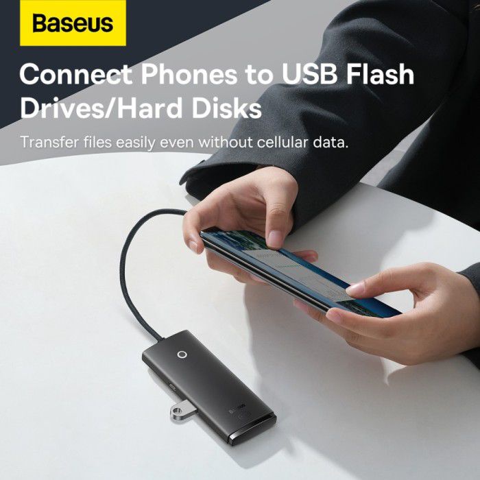 Baseus Hub Adapter Type C Lite Sereis 4 in 1 - USB Hub for Laptop &amp; PC - 5V 3A - Garansi Resmi 6 Bulan