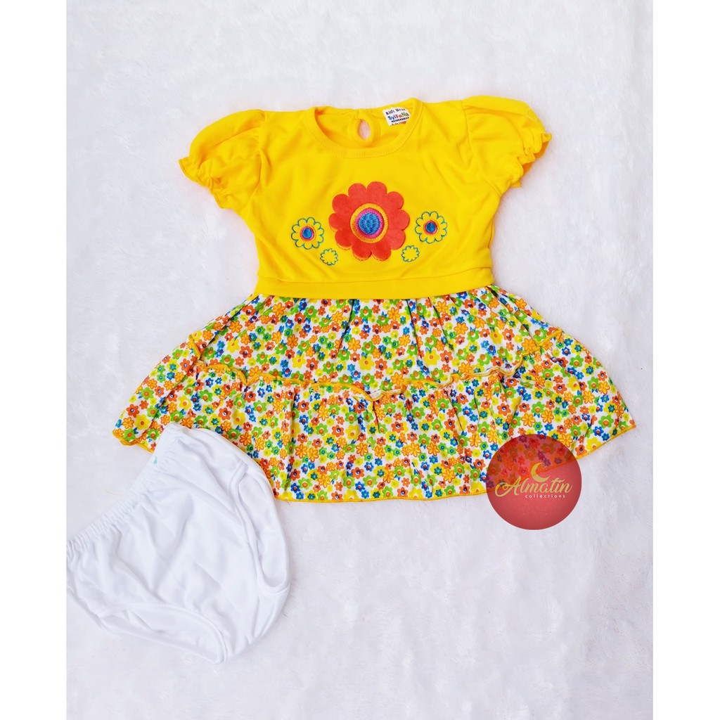 Setelan Baju bayi Perempuan motif BUNGA BESAR usia 0-18 bulan / Pakaian anak Cewek