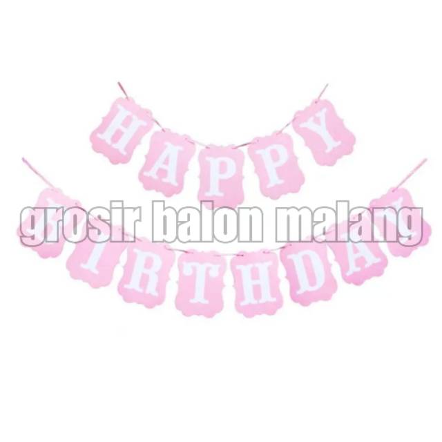 Bunting flag banner happy birthday pink polos